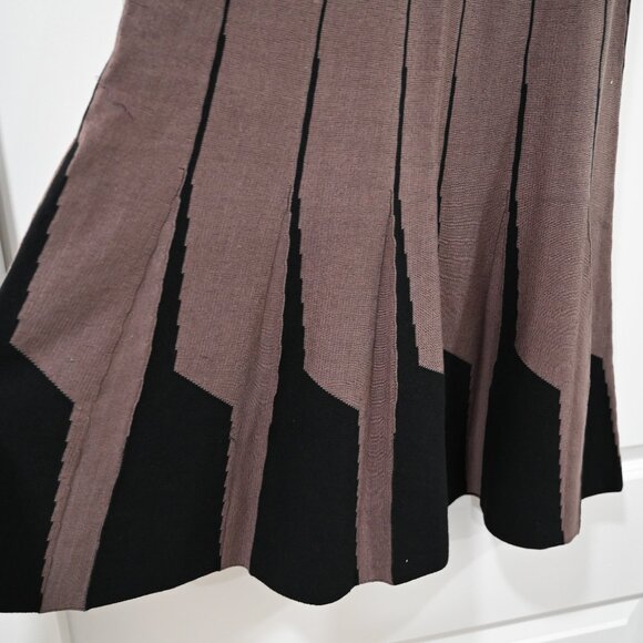 Peruvian Connection Size Small 100% Pima Cotton Knit Brown Fit and Flare Dress - Picture 6 of 7